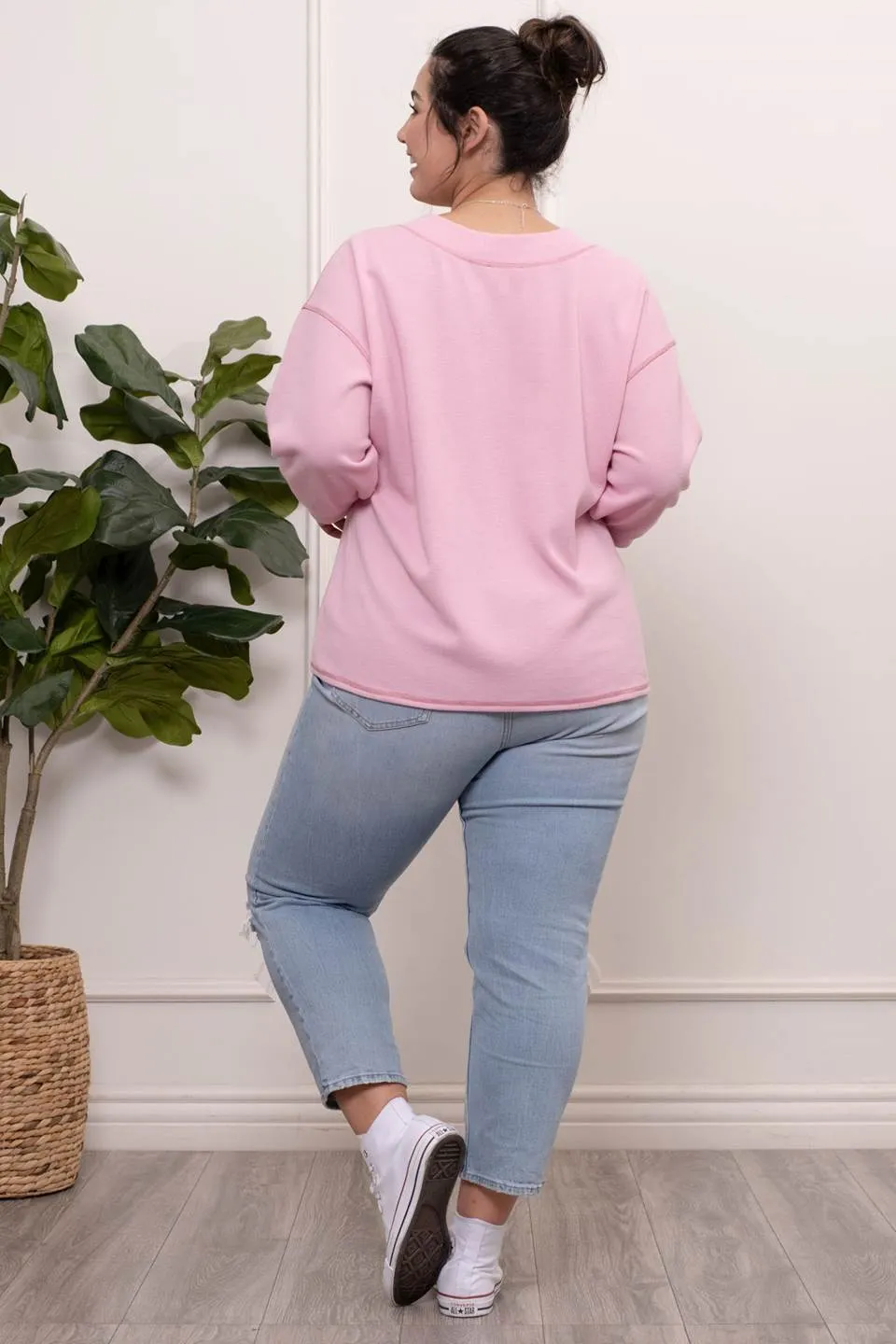 PLUS 3/4 SLEEVE KNIT TOP
