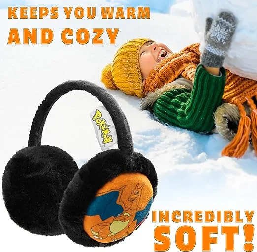 Pokemon Ear Muffs Kids - Pikachu Winter Accessories Warm Cosy Earmuffs for School Travel Days Out - Gifts for Gamers