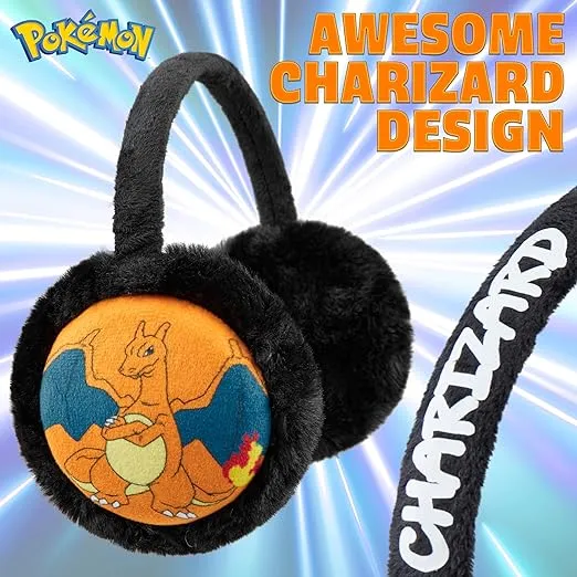 Pokemon Ear Muffs Kids - Pikachu Winter Accessories Warm Cosy Earmuffs for School Travel Days Out - Gifts for Gamers