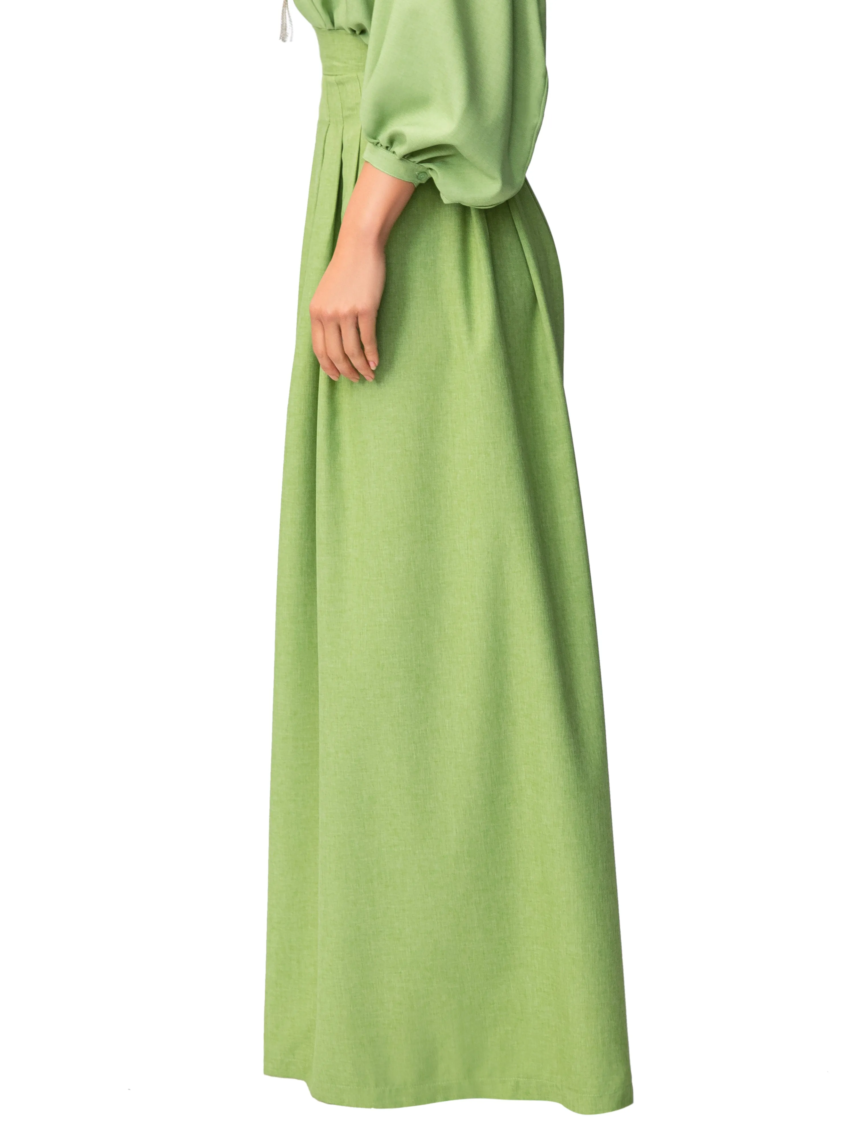 "Jagger" Green Pleated High Waist Pants