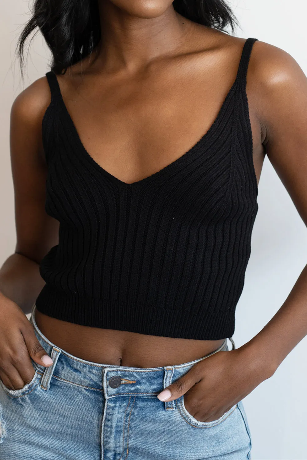 Ribbed Knit V-neck Top