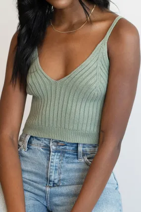 Ribbed Knit V-neck Top