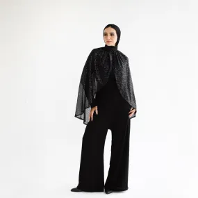 Sequined crepe cape jumpsuit