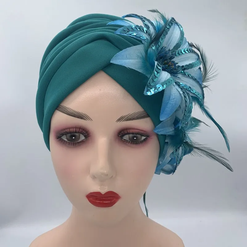 Sequins Turban Cap