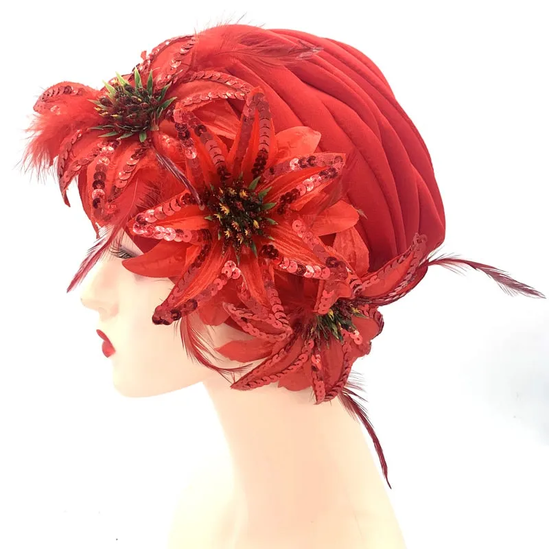 Sequins Turban Cap
