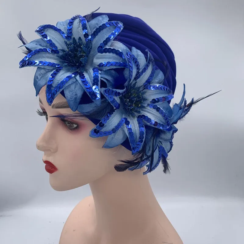 Sequins Turban Cap