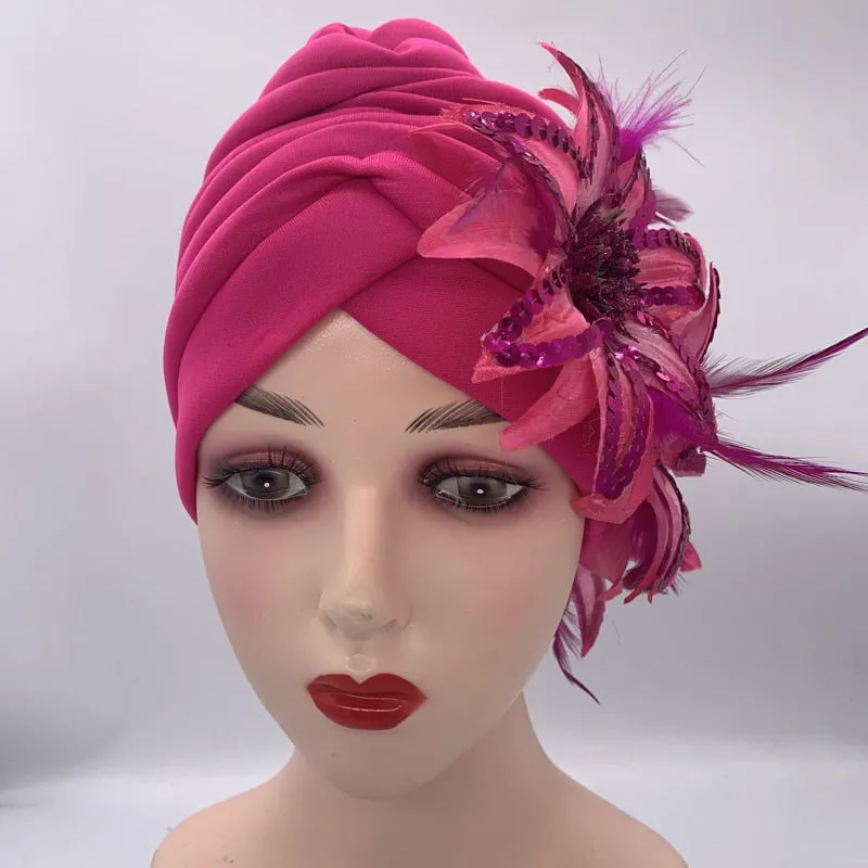 Sequins Turban Cap