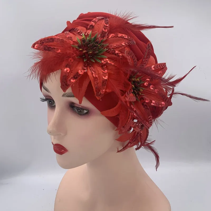 Sequins Turban Cap