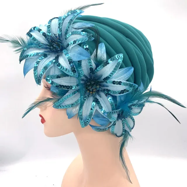 Sequins Turban Cap