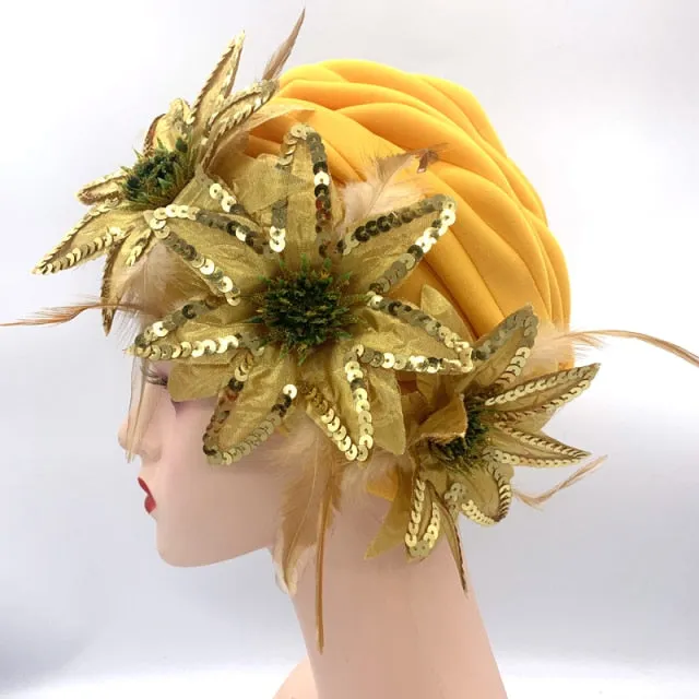 Sequins Turban Cap