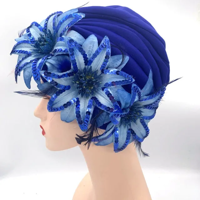 Sequins Turban Cap