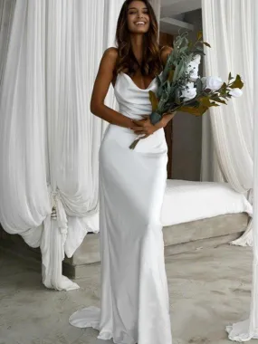Sexy Simple A Line Bridal Gown Backless Custom Made Wedding Dress   fg4766