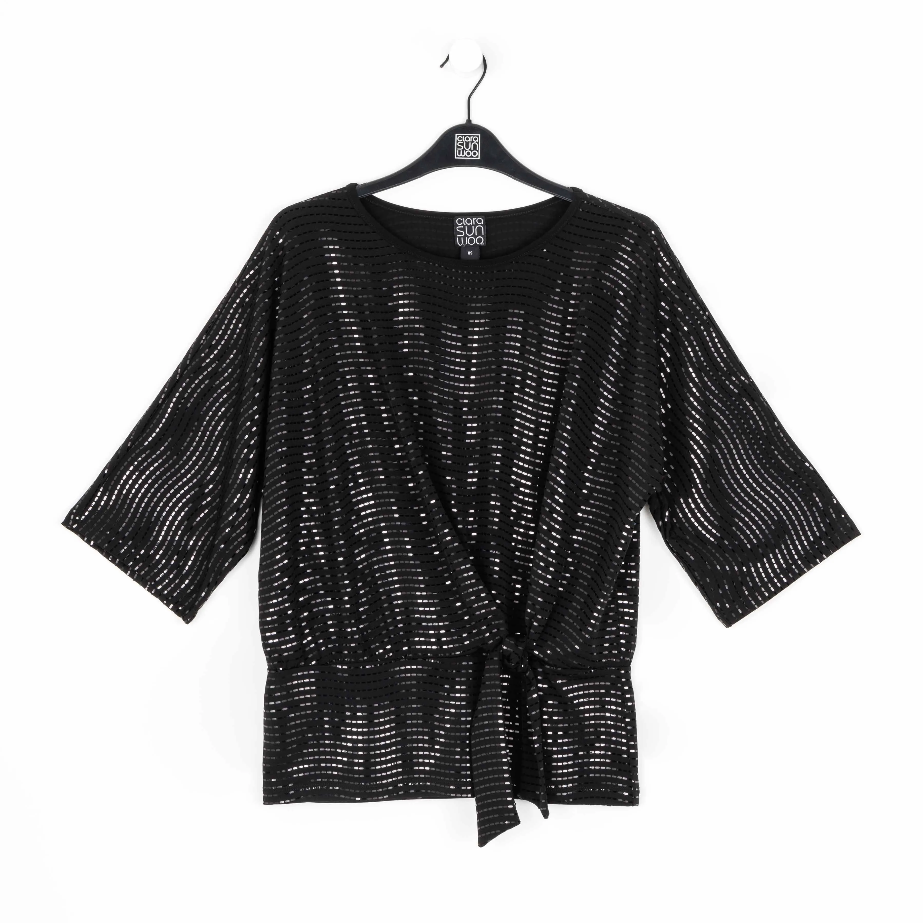 Shimmer Embellished - Side Tie Top - Black