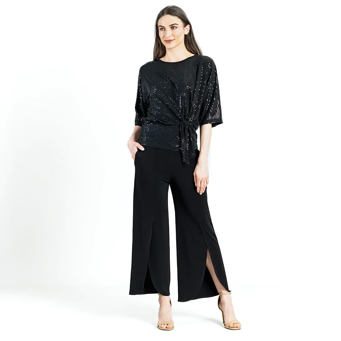 Shimmer Embellished - Side Tie Top - Black