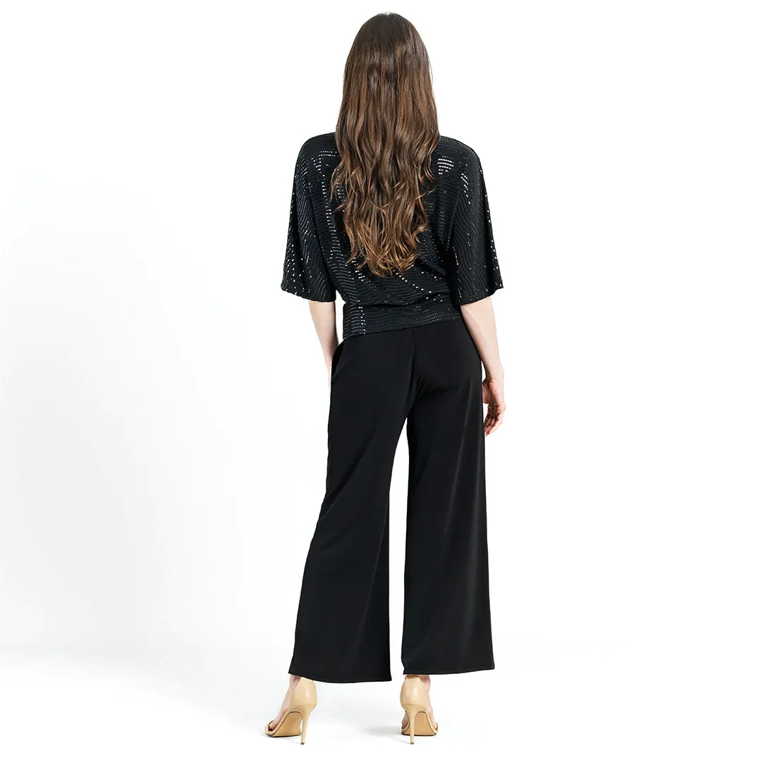 Shimmer Embellished - Side Tie Top - Black
