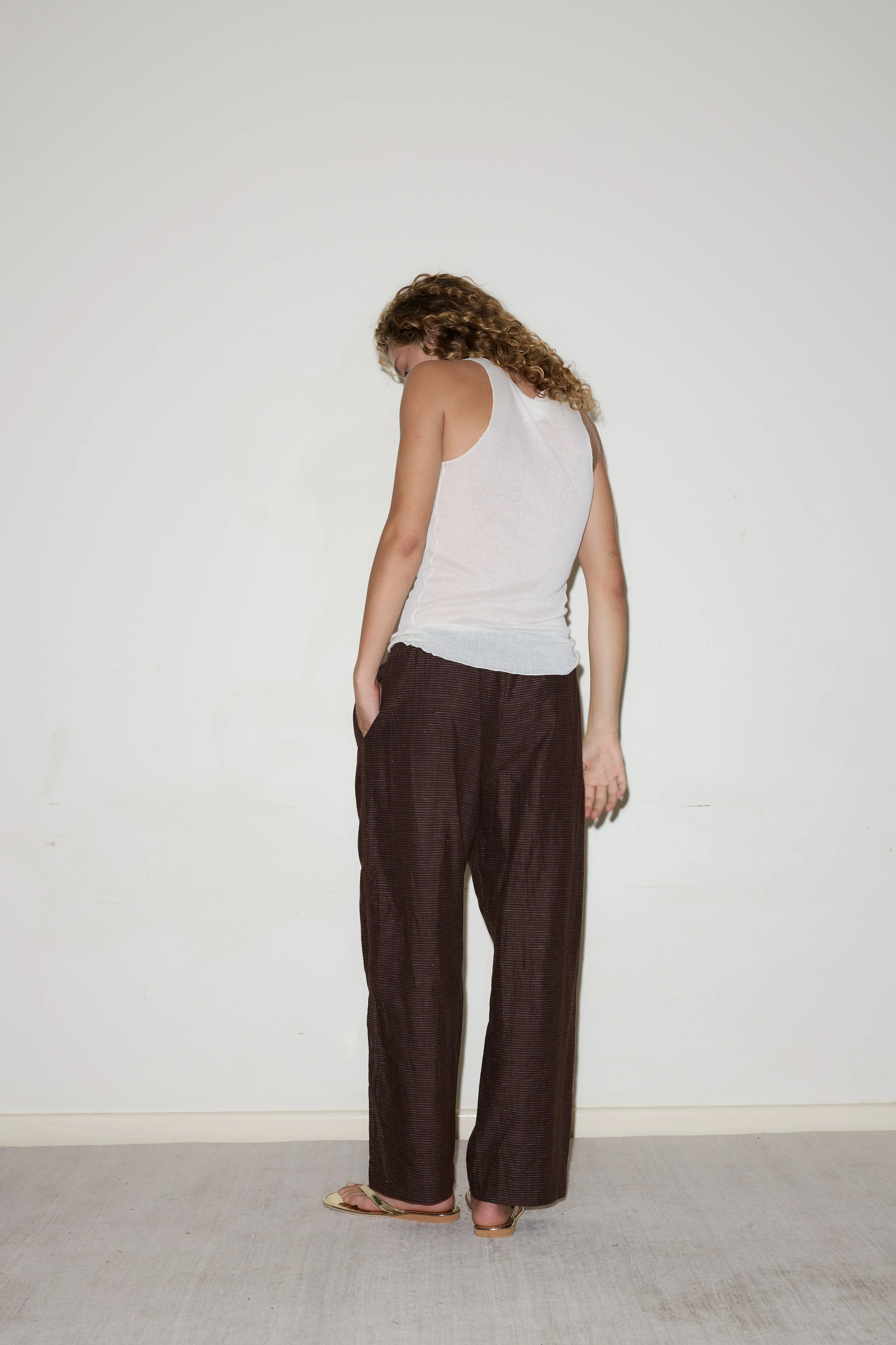 Side Stripe Linen Pant - Royal Stripe