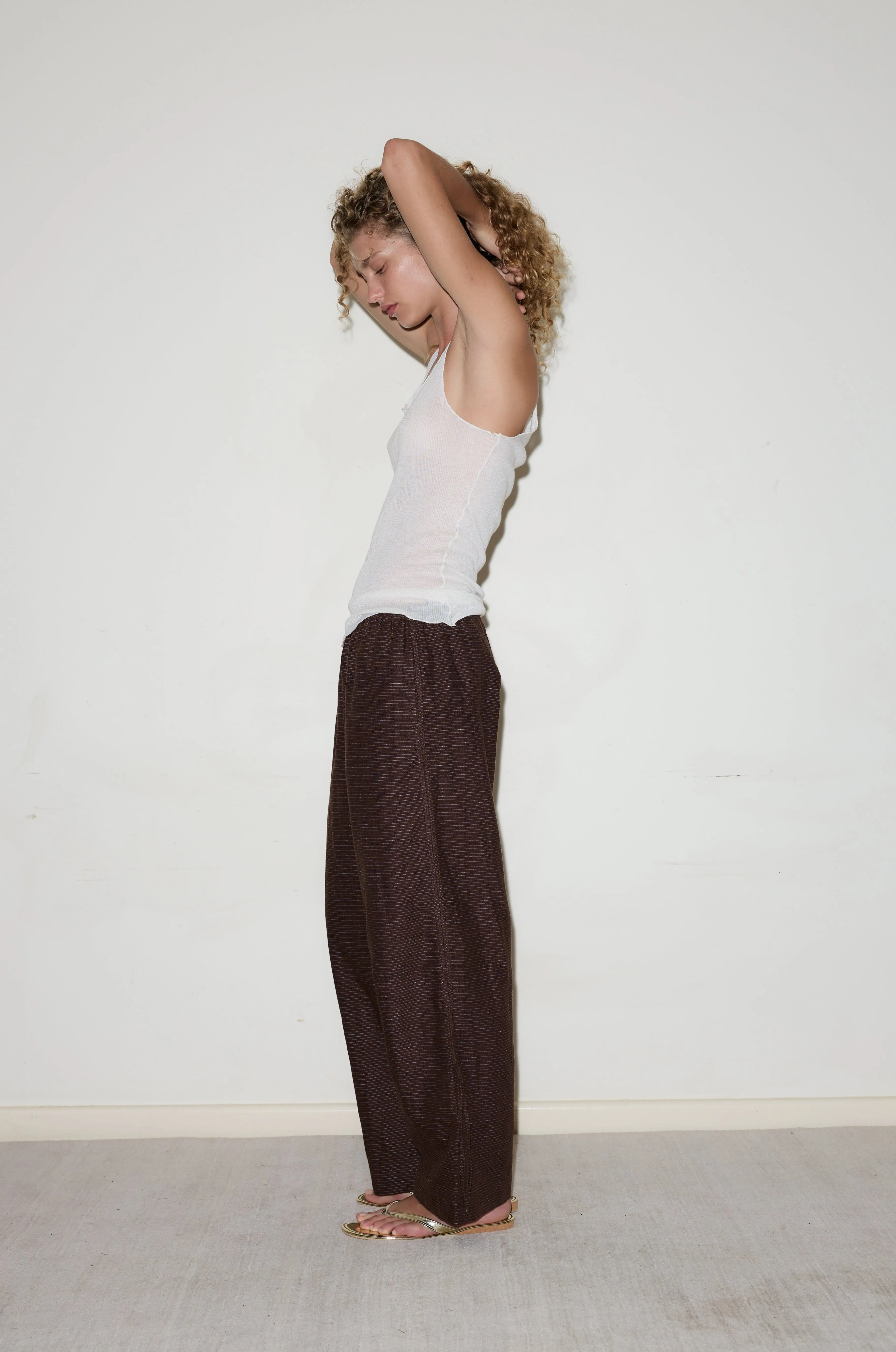 Side Stripe Linen Pant - Royal Stripe