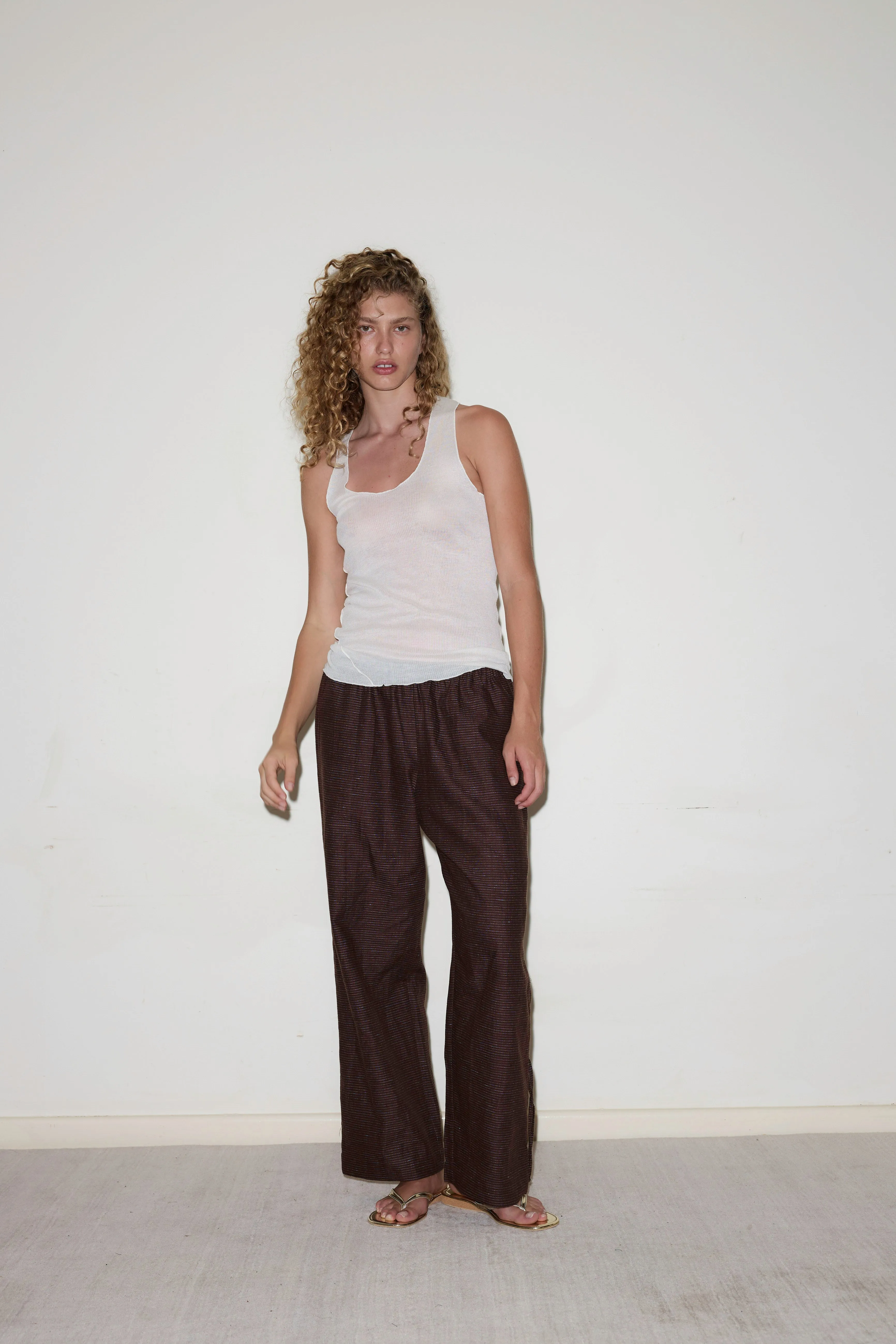 Side Stripe Linen Pant - Royal Stripe