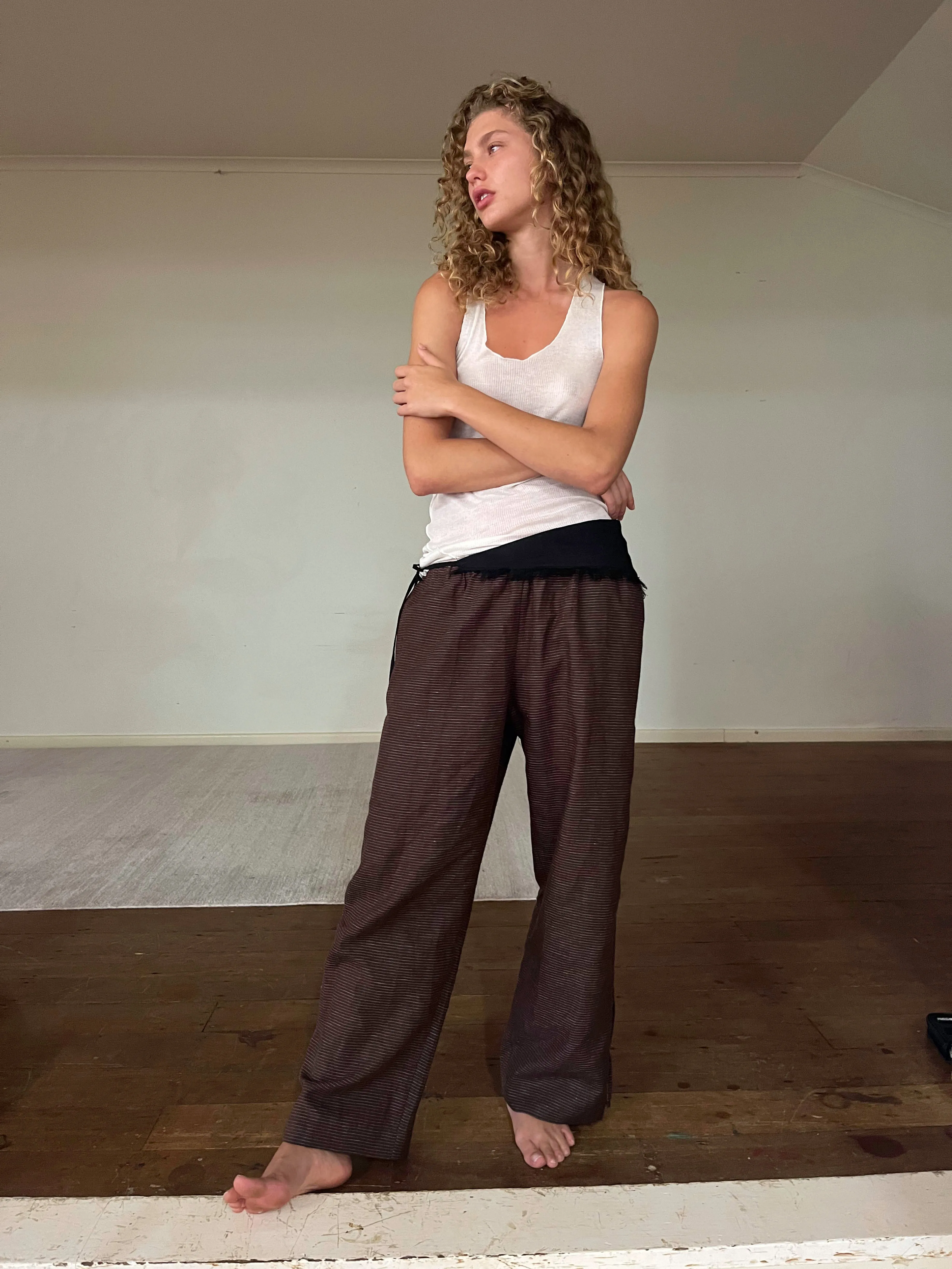 Side Stripe Linen Pant - Royal Stripe