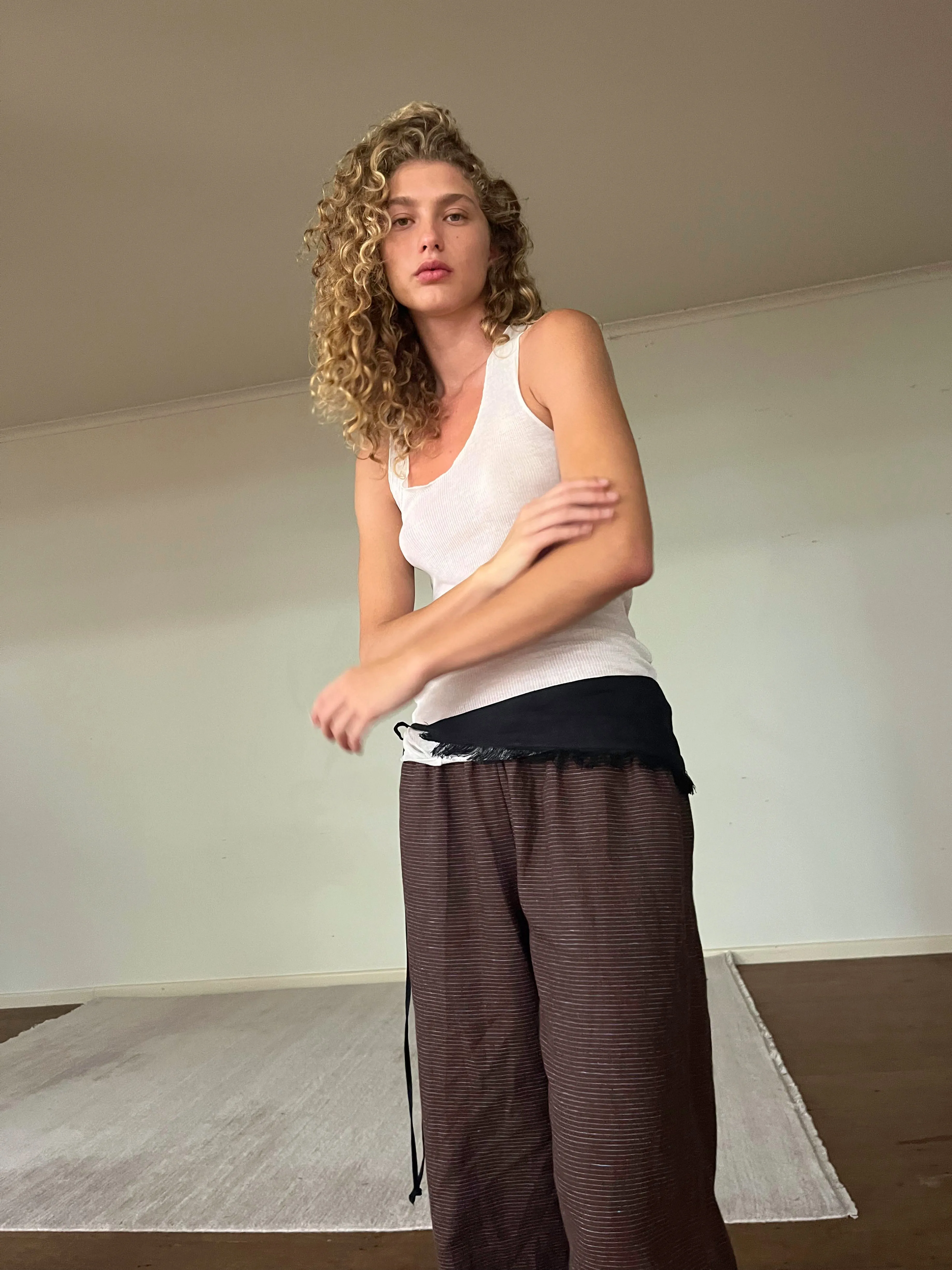Side Stripe Linen Pant - Royal Stripe