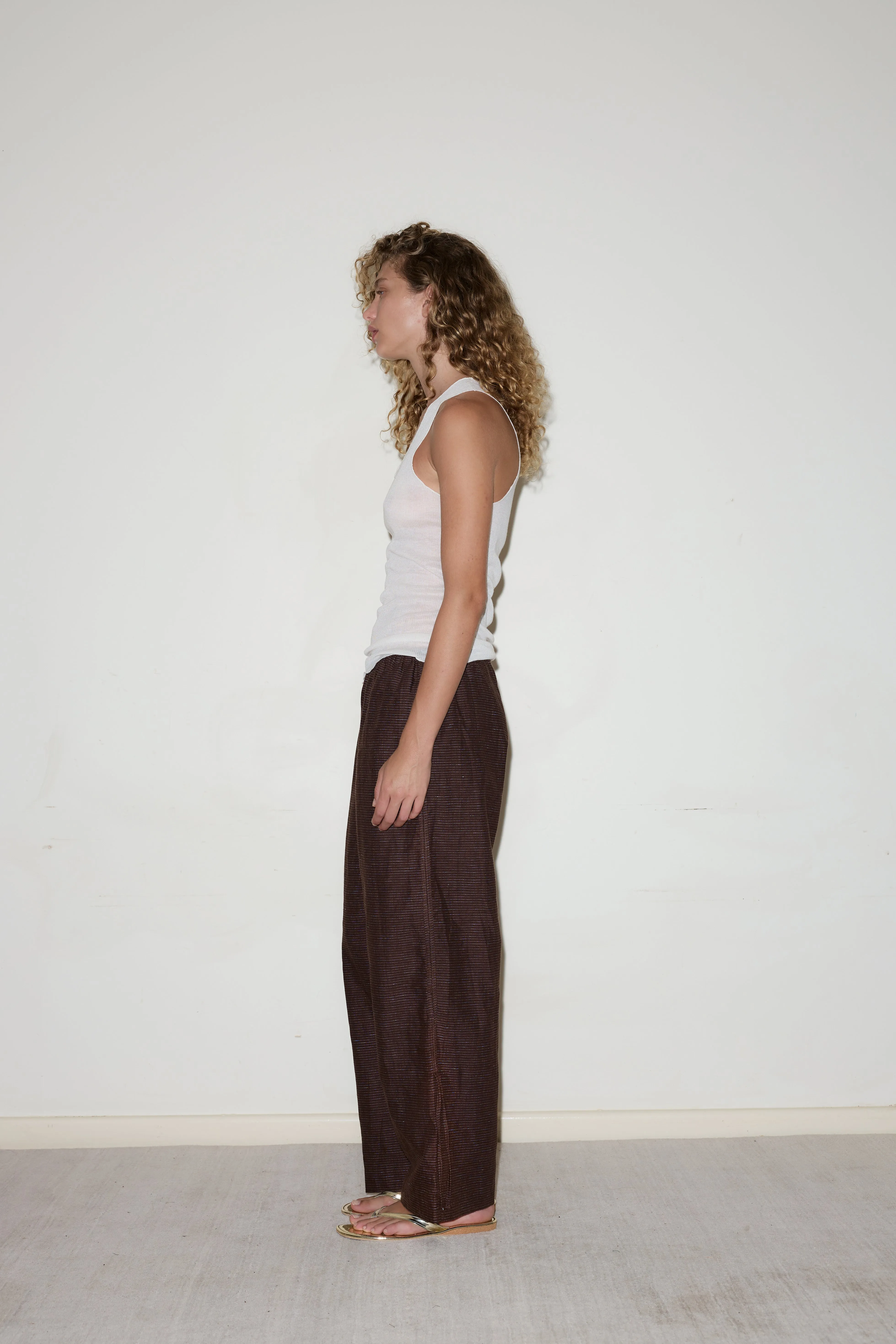 Side Stripe Linen Pant - Royal Stripe