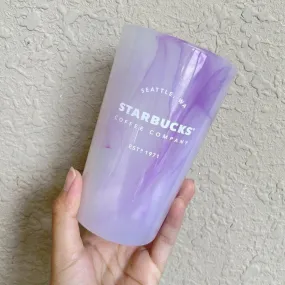 Starbucks China Purple Starry Summer Night Marble Glass Cup