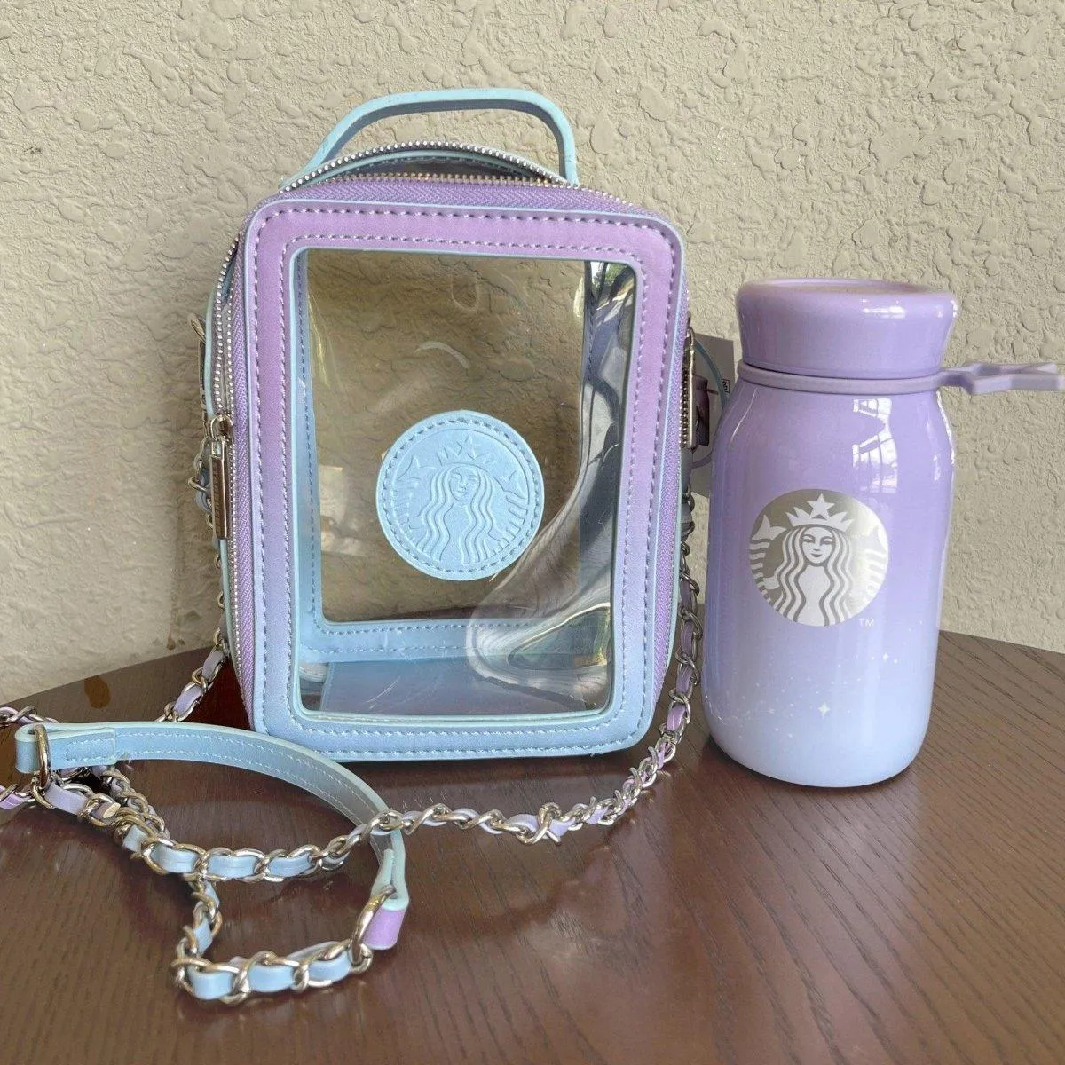 Starbucks China Purple Starry Summer Night Ombre Cup with Clear Bag