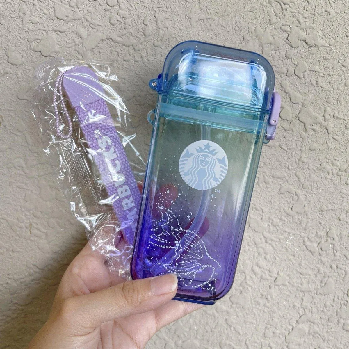 Starbucks China Purple Starry Summer Night Plastic Square Cup