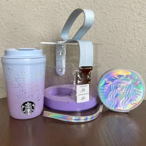 Starbucks China Purple Starry Summer Night Stainless Tumbler with Round Clear Bag