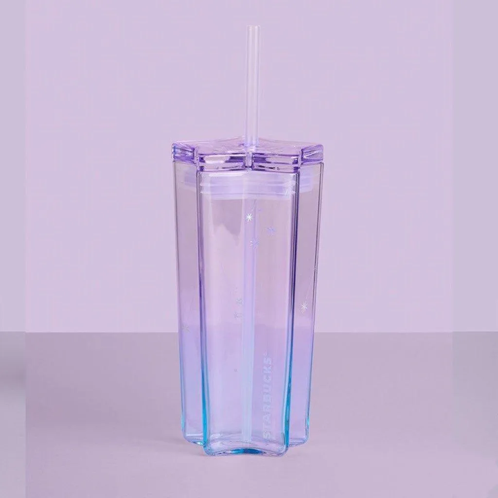 Starbucks China Purple Starry Summer Night Star Shaped Glass Cup