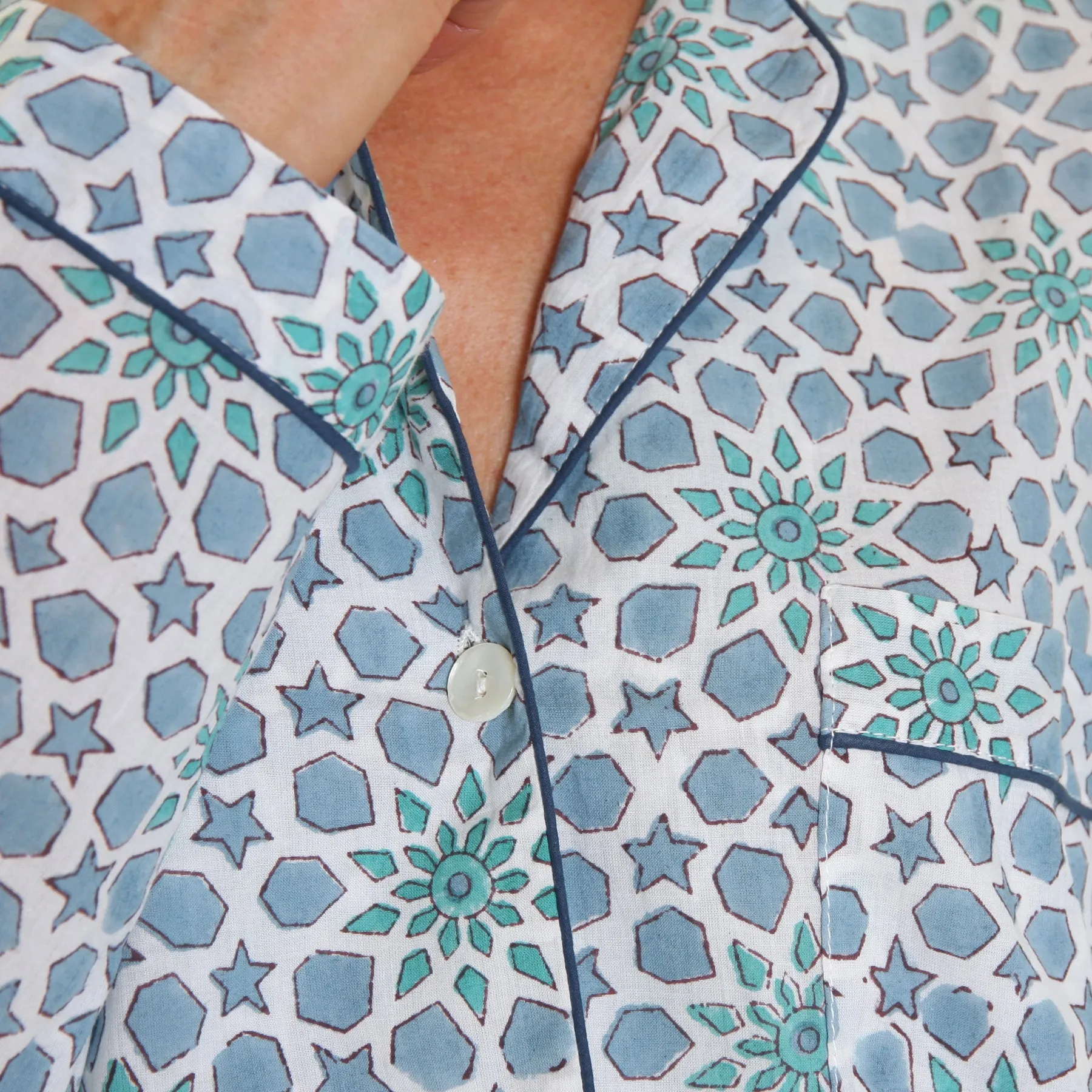 'Starry nights' Cotton Pyjamas / Cool Blue