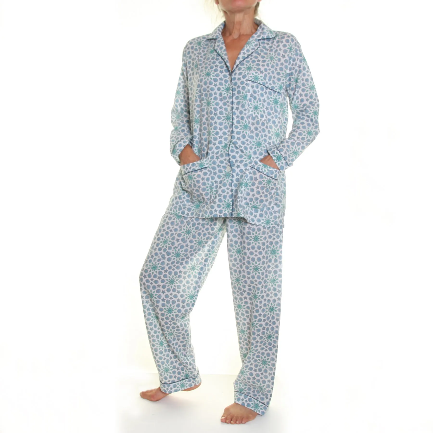 'Starry nights' Cotton Pyjamas / Cool Blue