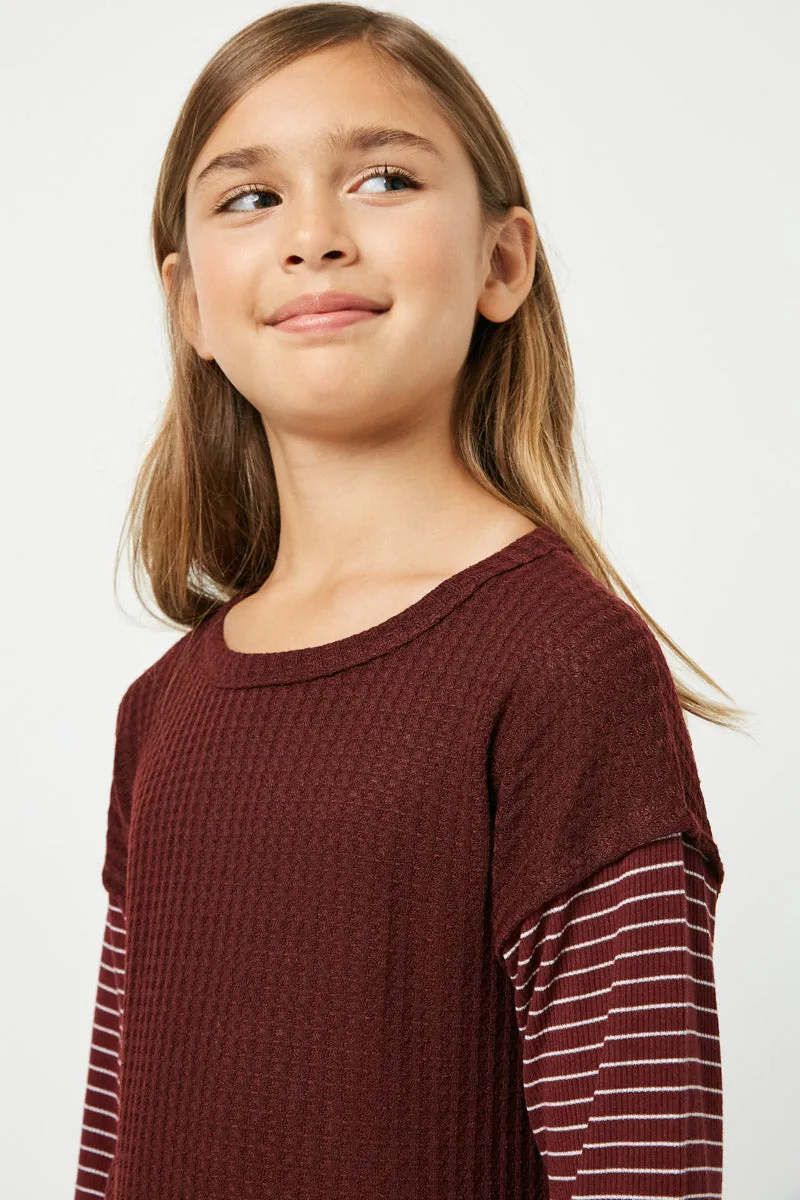 Stripe Sleeve Knit Top
