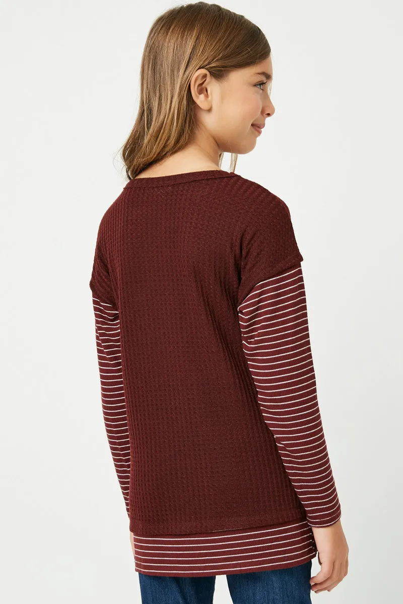 Stripe Sleeve Knit Top