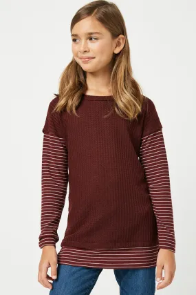 Stripe Sleeve Knit Top