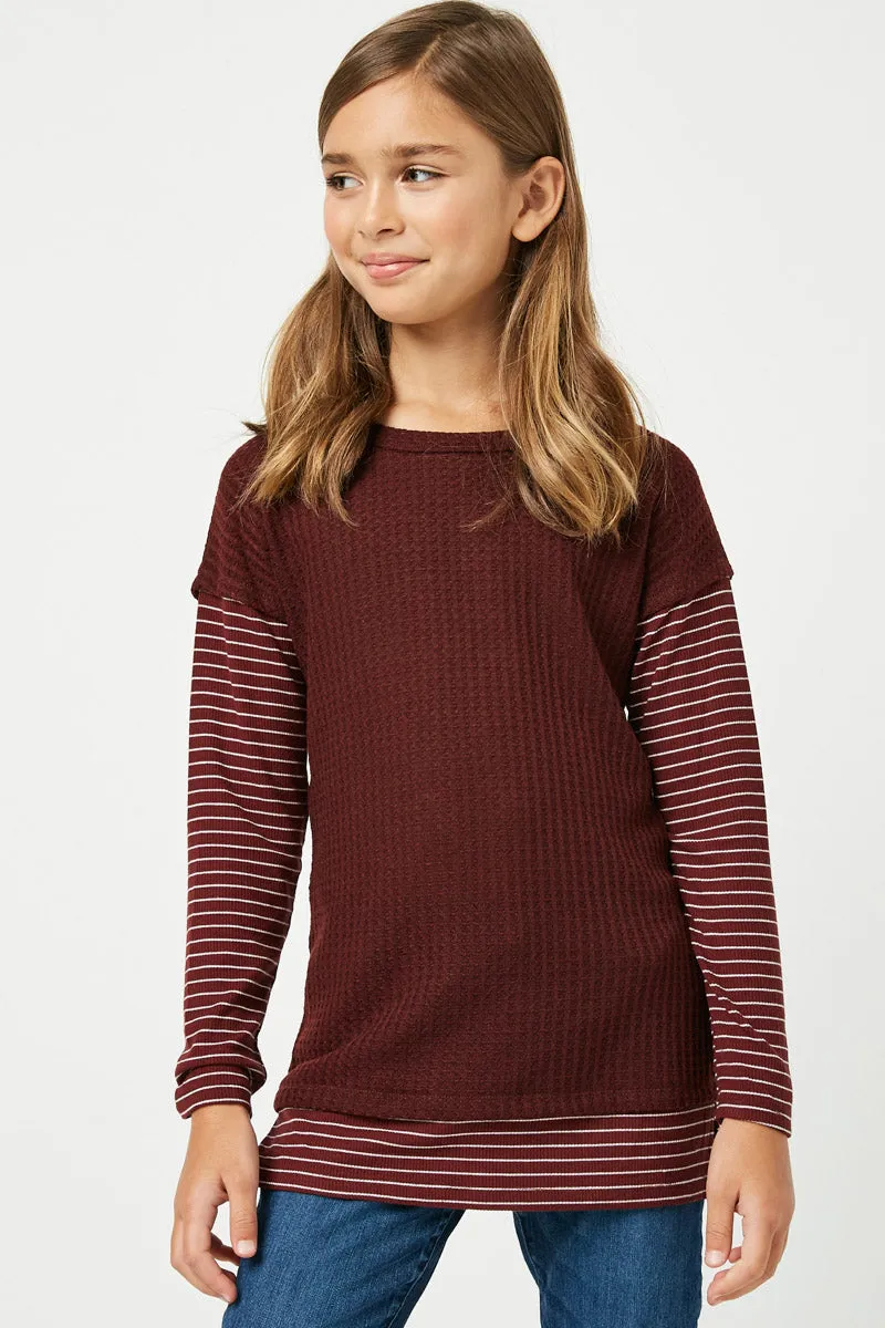 Stripe Sleeve Knit Top