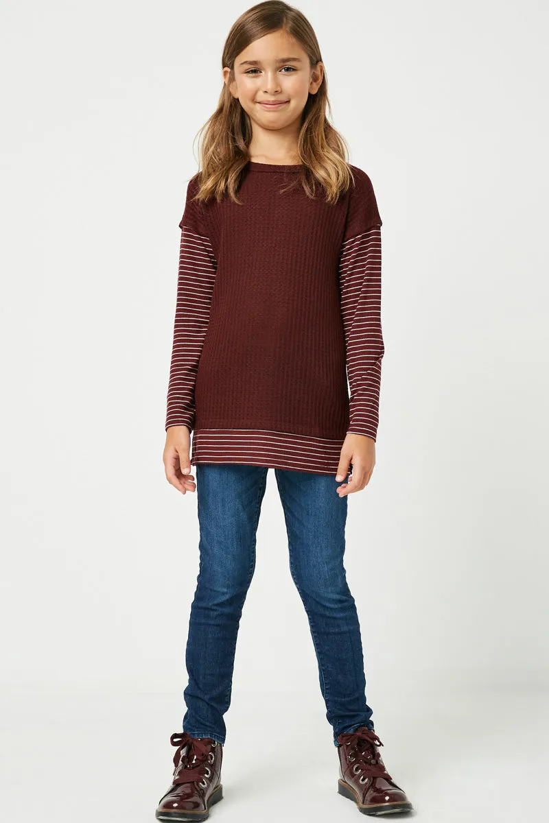 Stripe Sleeve Knit Top