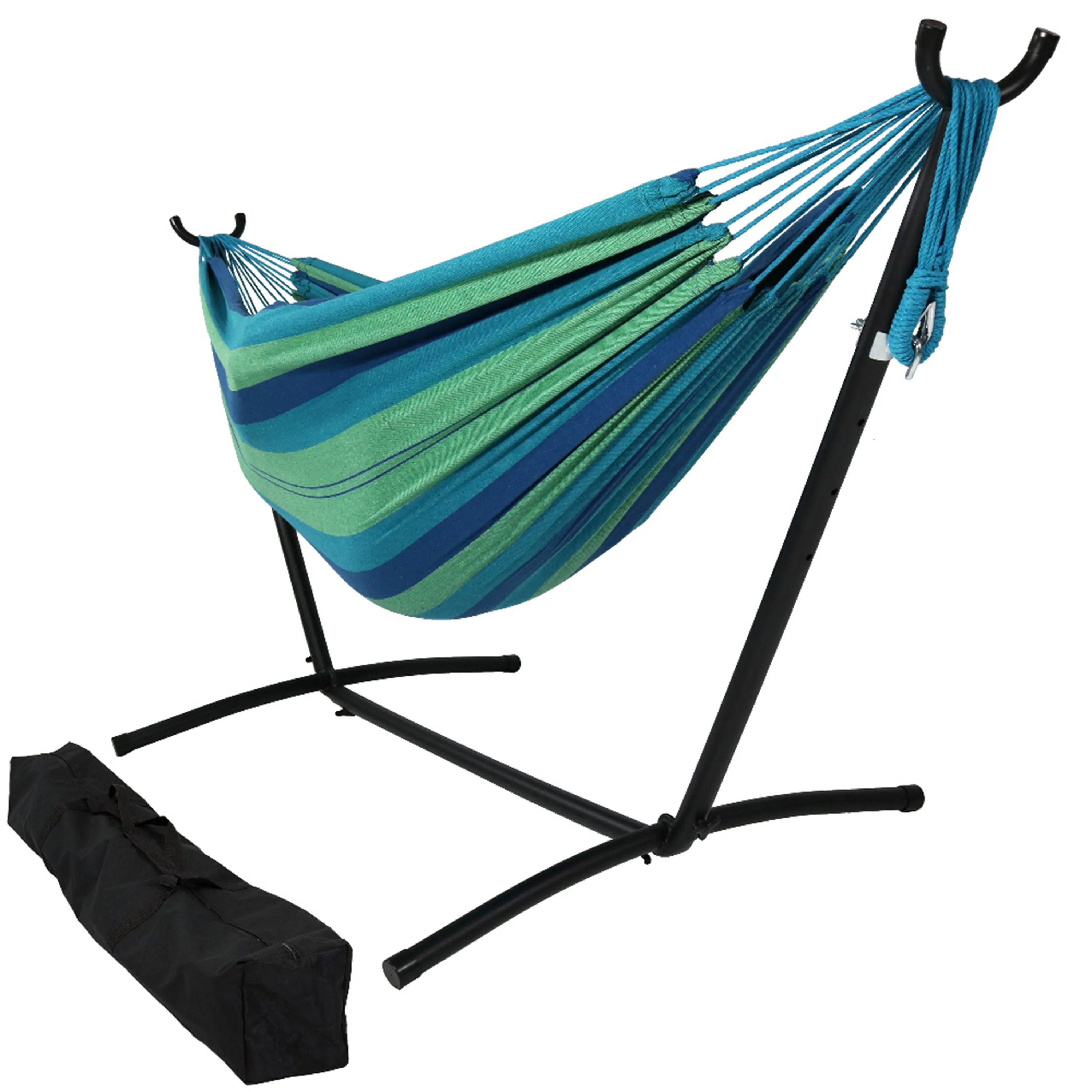 Sunnydaze Brazilian Double Hammock with Stand and Carrying Case