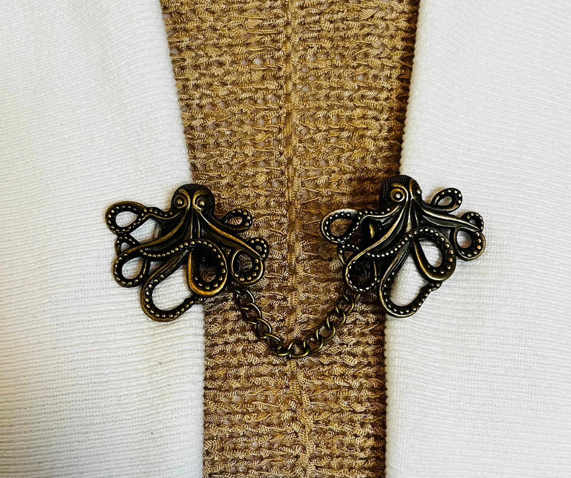 Sweater Clips Bronze Octopus Chain  Sweater Clip for Cloak Clips Tropical Cardigan Clasp Jewelry Gift for Mom Gift for Her by Fabulici