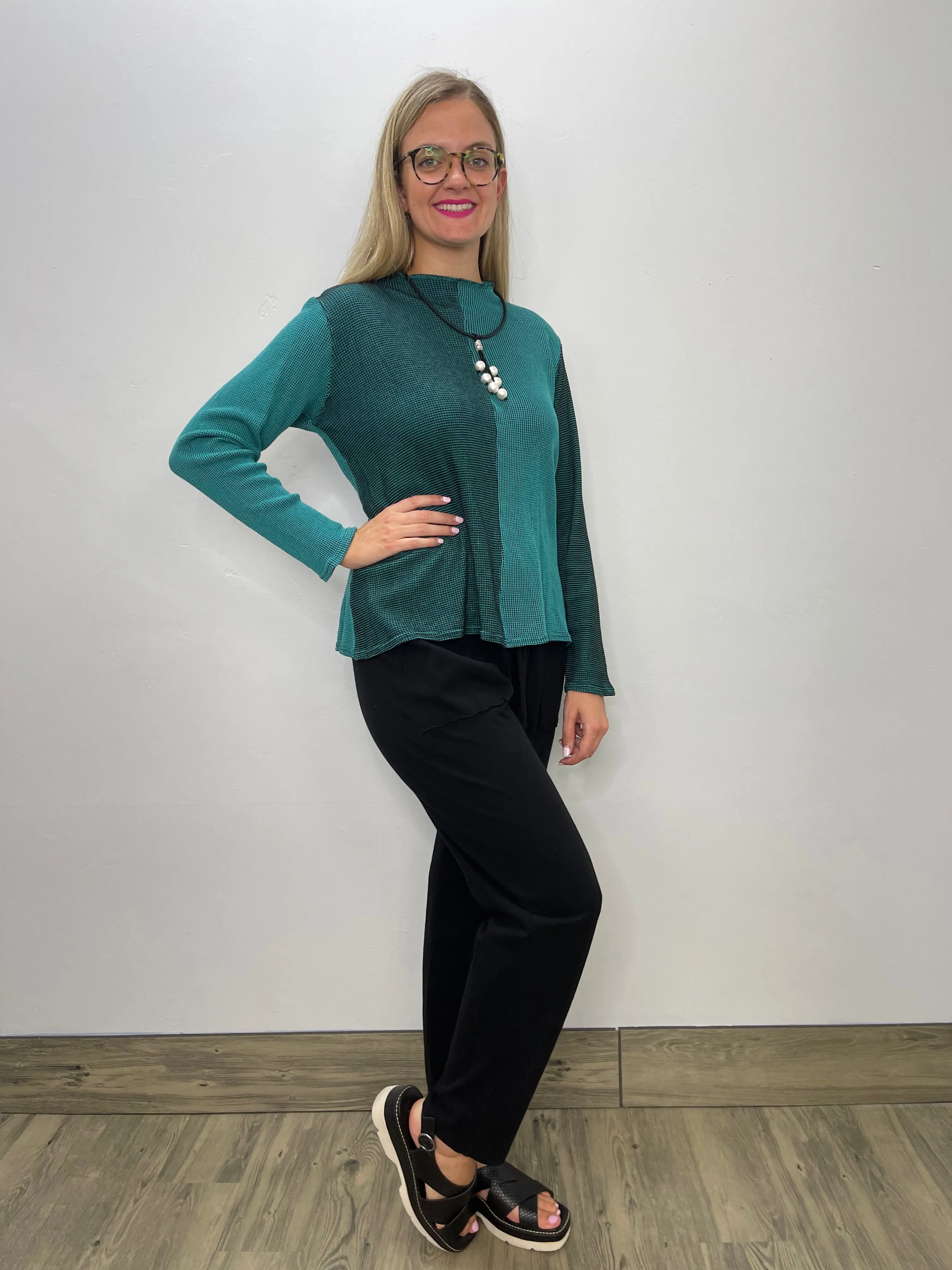 Teal Waffle Thermal Top