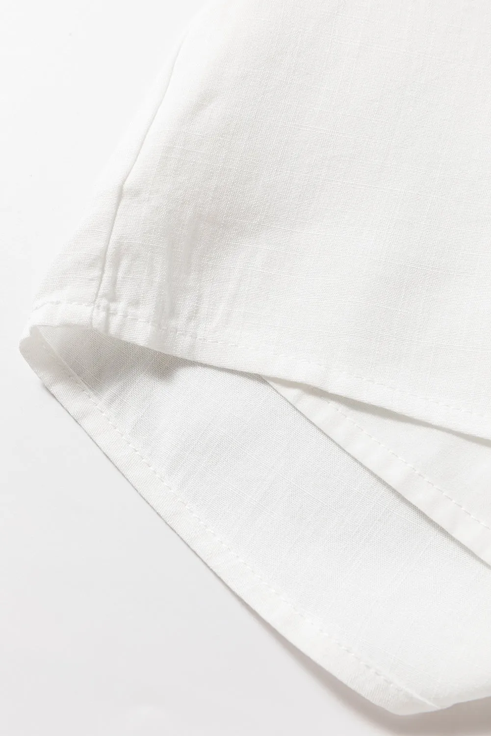 TEEK - White Lace Detail Tie Neck Long Sleeve Blouse