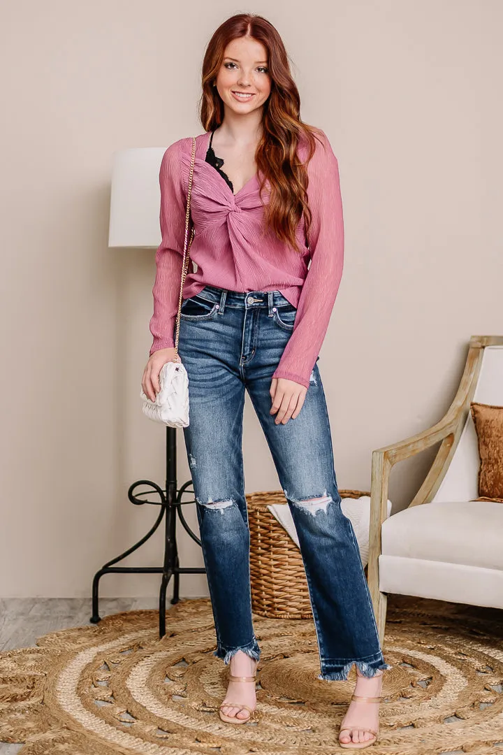 Too Precious Twist Front Top | Mauve