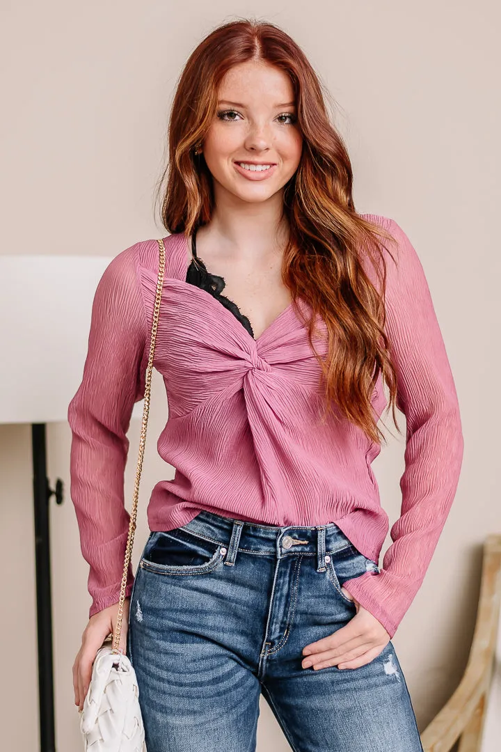 Too Precious Twist Front Top | Mauve
