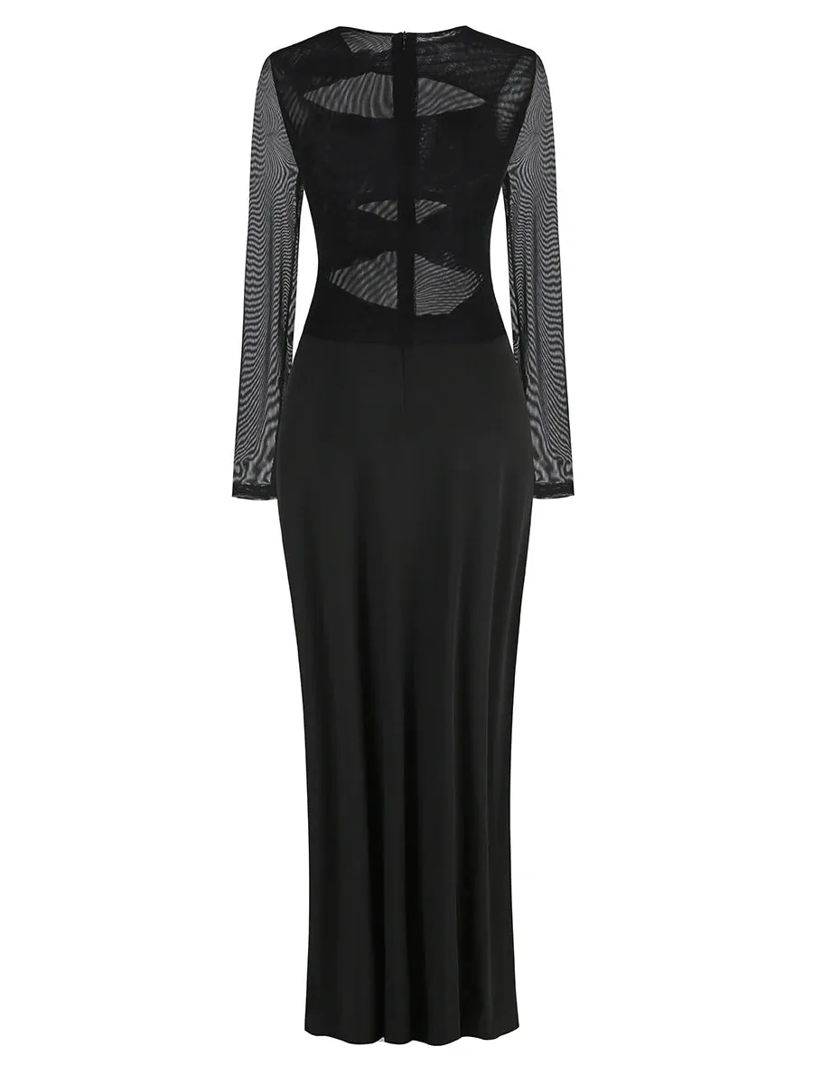 Trend4us Women’s Cutout Knotted Long Sleeve Maxi Dress
