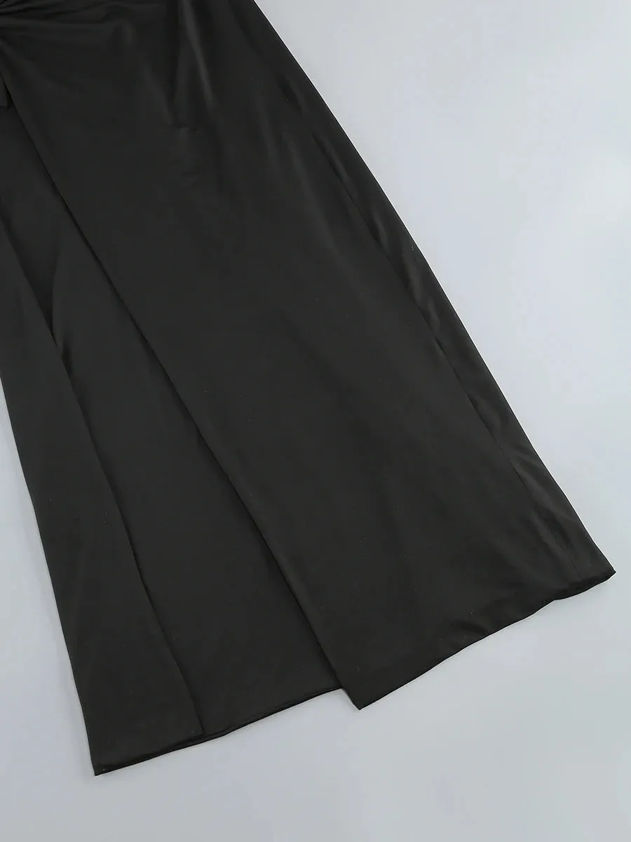 Trend4us Women’s Cutout Knotted Long Sleeve Maxi Dress
