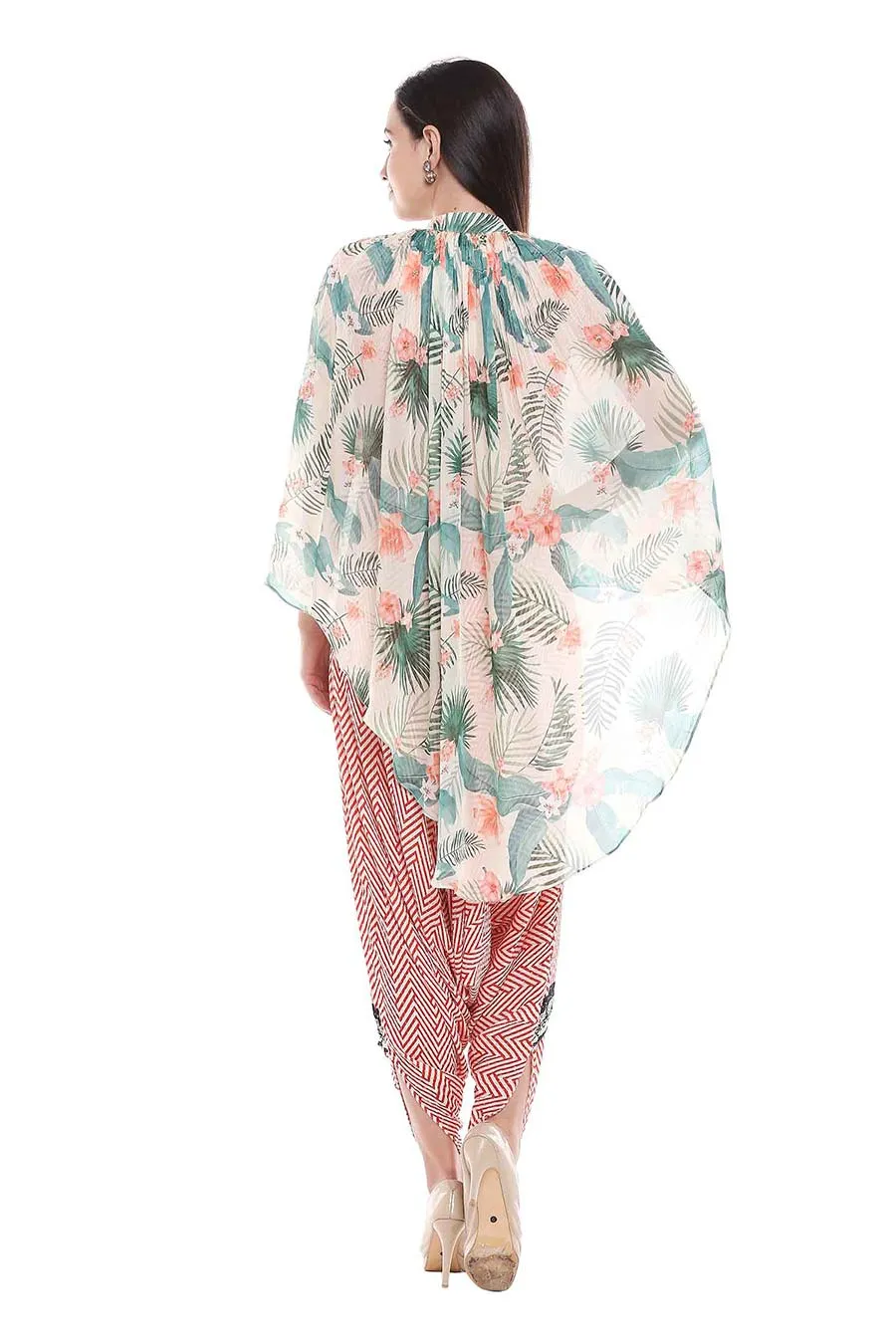 Tropical Print Jumpsuit & Cape Co-ord Set