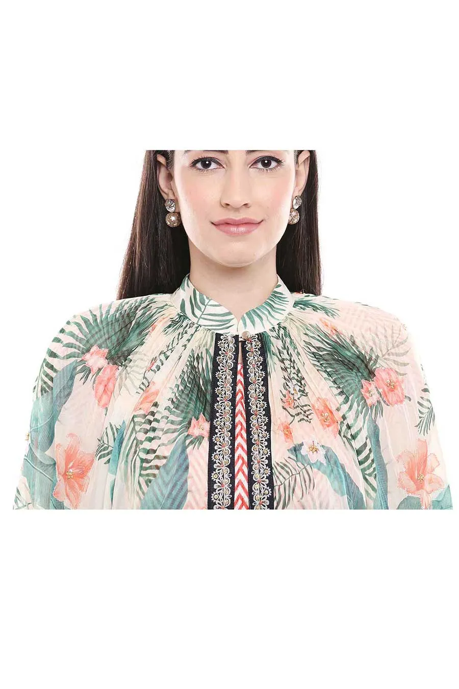 Tropical Print Jumpsuit & Cape Co-ord Set