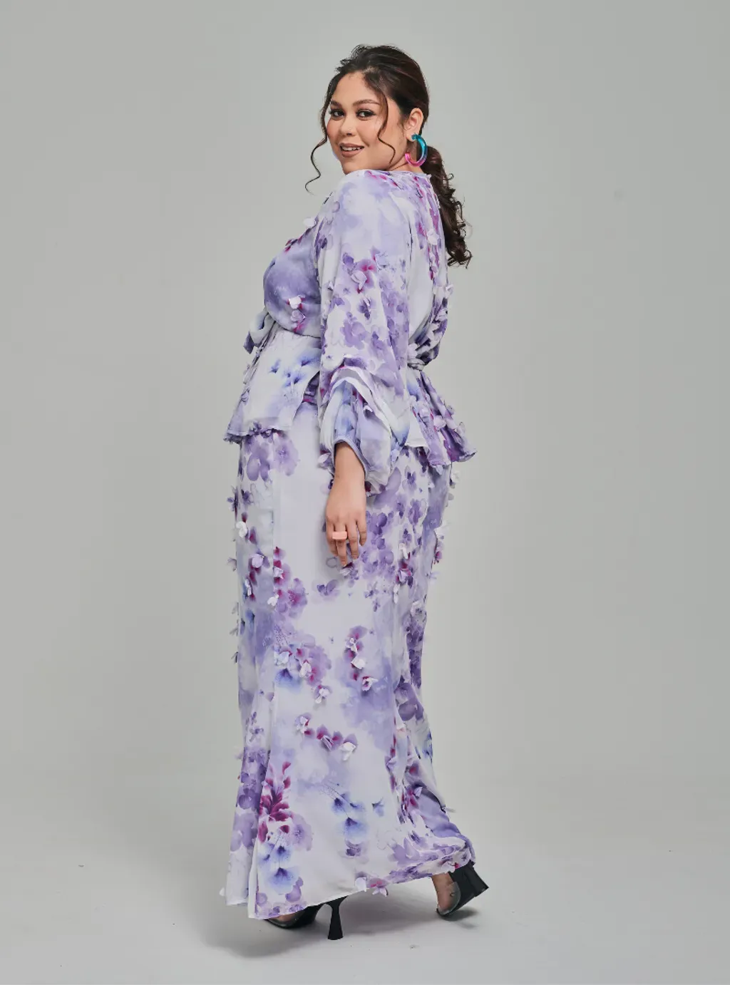 Tun Hamidah 3D Fleur Chiffon Wrap Kurung