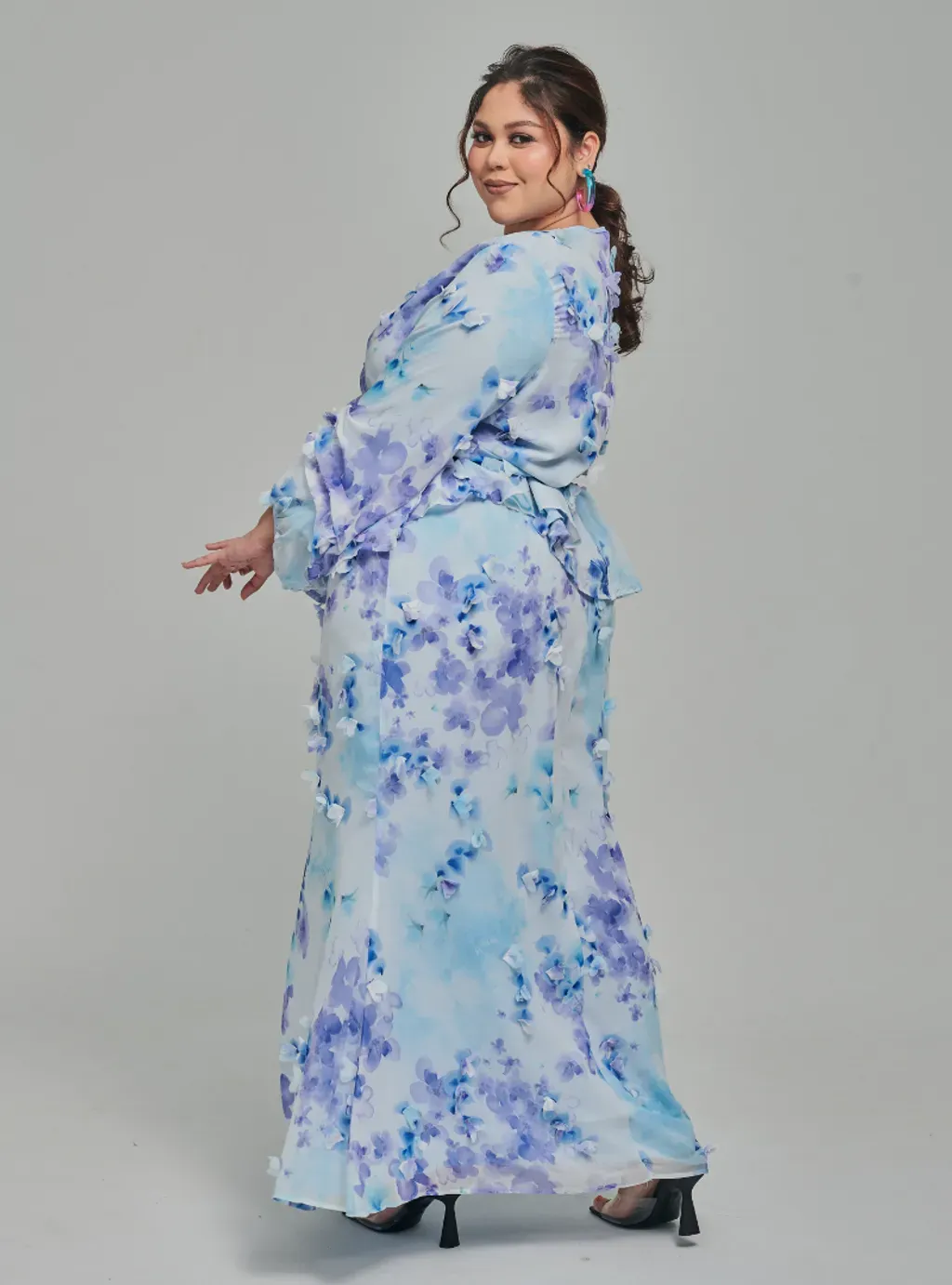 Tun Hamidah 3D Fleur Chiffon Wrap Kurung