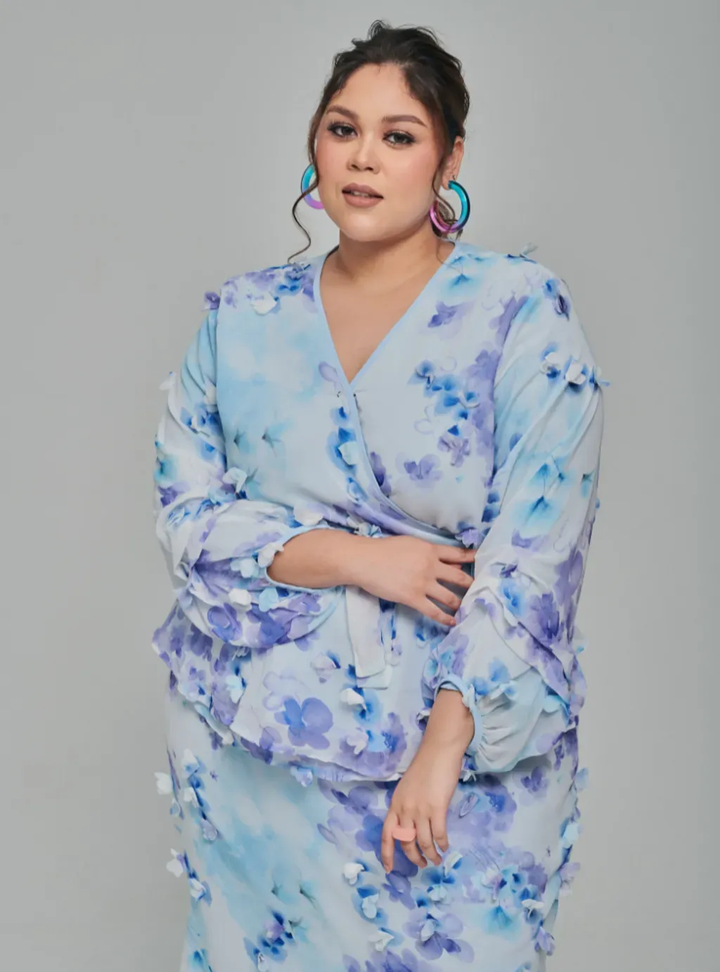 Tun Hamidah 3D Fleur Chiffon Wrap Kurung